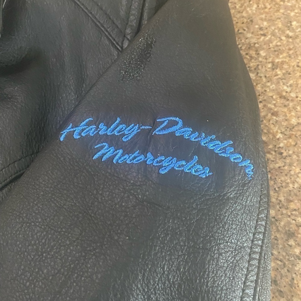 Genuine Harley Davidson Women’s Dark Turquoise Blue & Black Leather Jacket NWOT - Picture 5 of 12